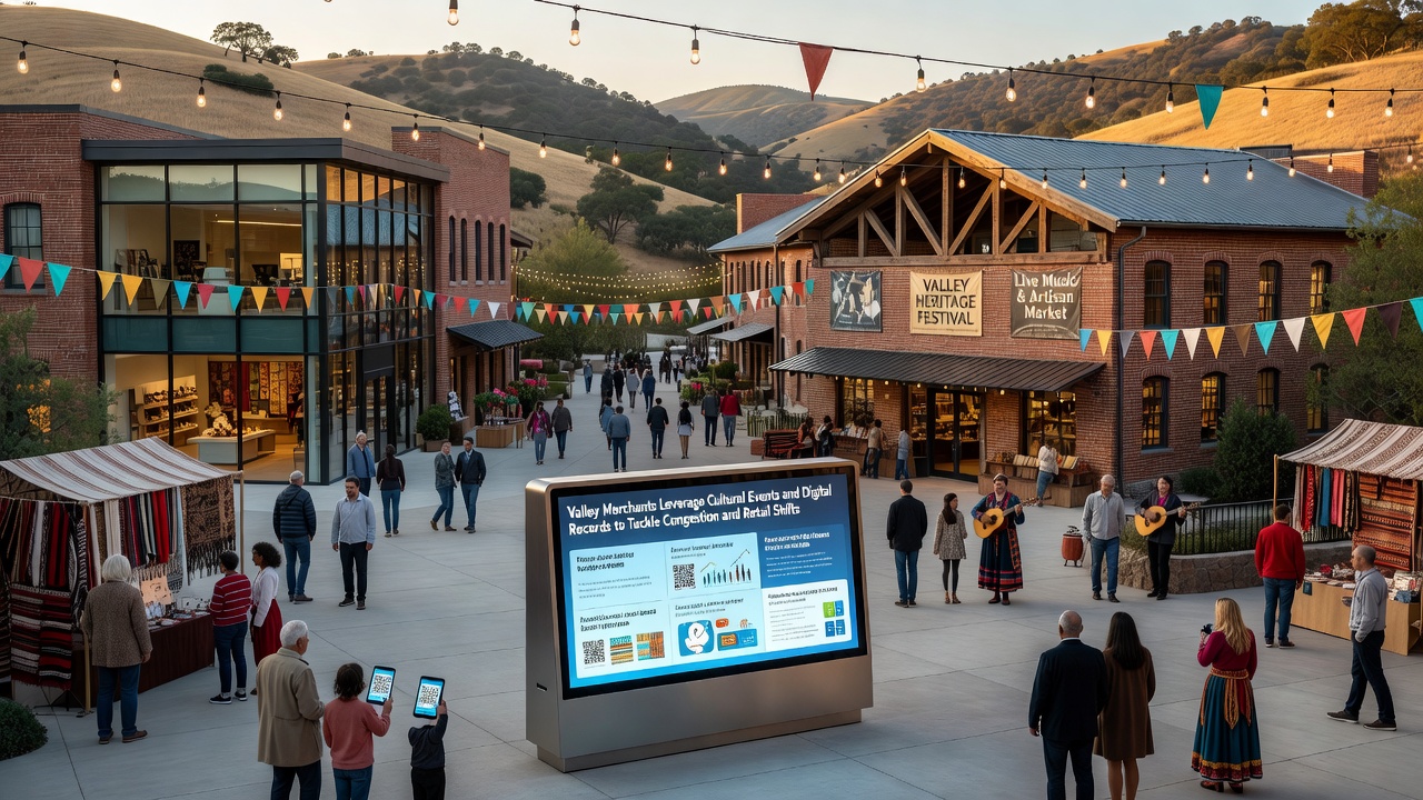Digital archive interface displaying decades of valley retail sales data used alongside festival planning maps